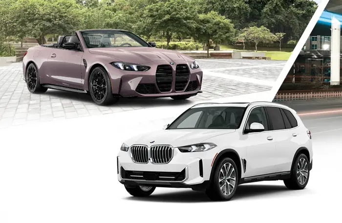 Image of a BMW X5 and a BMW M440i, suggesting the prize is your choice of either car.