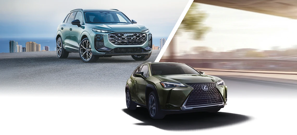 An image of an Audi Q3 and Lexus UX.