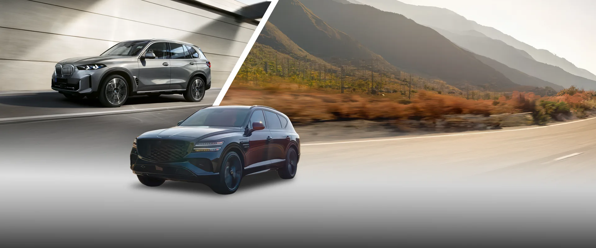 A BMW X5 xDrive40i and a Genesis GV80 Coupe AWD.