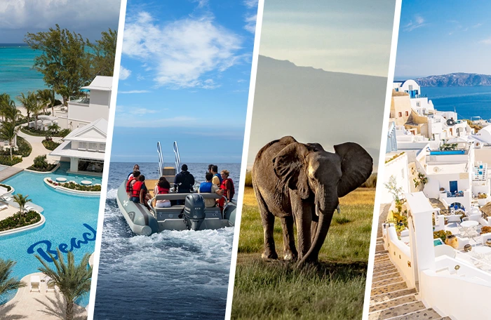 Image showing some dream destinations including Greek Islands and African Safari.