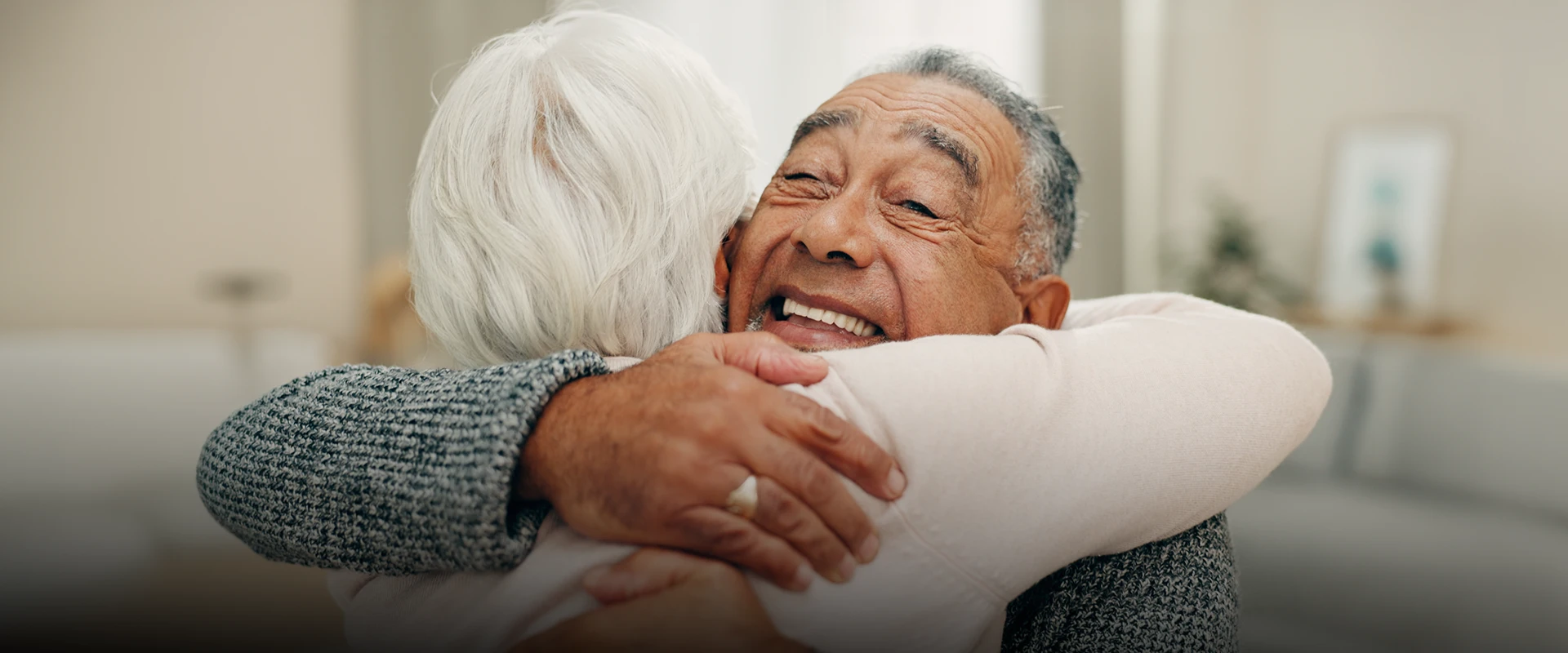 Close up of a couple hugging