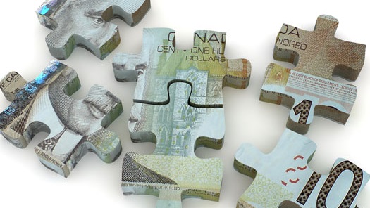 Six puzzle pieces to be put together